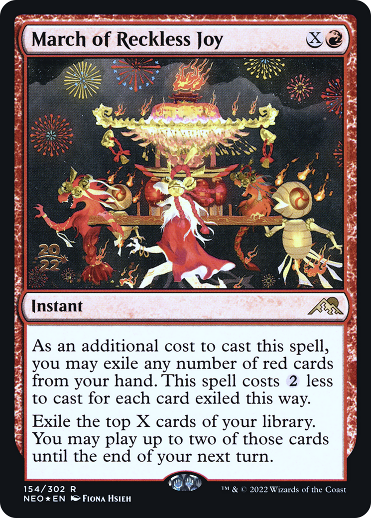 Image of March of Reckless Joy (PRE-154) - Kamigawa: Neon Dynasty Promos Foil