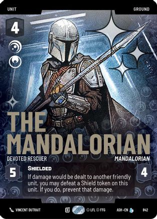 Image of The Mandalorian - Devoted Rescuer (Prestige Foil) (842) - Ashes of the Empire Foil
