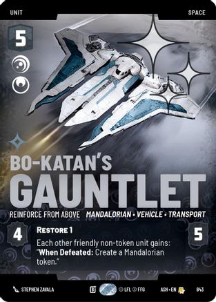 Image of Bo-Katan's Gauntlet - Reinforce from Above (Prestige Foil) (843) - Ashes of the Empire Foil