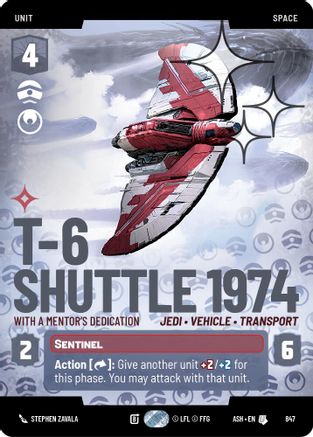 Image of T-6 Shuttle 1974 - With a Mentor's Dedication (Prestige Foil) (847) - Ashes of the Empire Foil