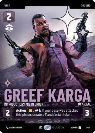 Image of Greef Karga - Introductions are in Order (Prestige Foil) (849) - Ashes of the Empire Foil