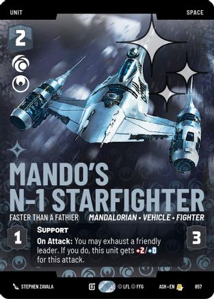 Image of Mando's N-1 Starfighter - Faster than a Fathier (Prestige Foil) (857) - Ashes of the Empire Foil