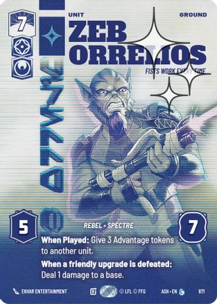 Image of Zeb Orrelios - Fists Work Every Time (Prestige Foil) (871) - Ashes of the Empire Foil