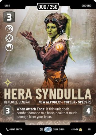 Image of Hera Syndulla - Renegade General (Serialized) (881) - Ashes of the Empire Foil