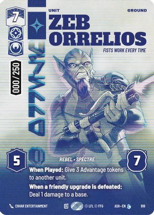 Image of Zeb Orrelios - Fists Work Every Time (Serialized) (918) - Ashes of the Empire Foil