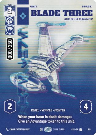 Image of Blade Three - Bane of the Devastator (Serialized) (919) - Ashes of the Empire Foil