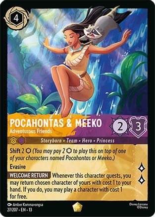 Image of Pocahontas & Meeko - Adventurous Friends (27/207) - Attack of the Vine Cold Foil