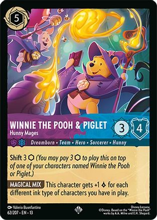 Image of Winnie the Pooh & Piglet - Hunny Mages (62/207) - Attack of the Vine Cold Foil