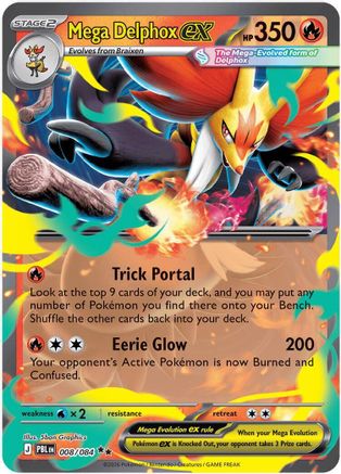 Image of Mega Delphox ex 008  - Holofoil ME05 Pitch Black - Double Rare