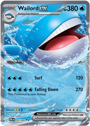 Image of Wailord ex 016/084  - Holofoil ME05 Pitch Black - Double Rare