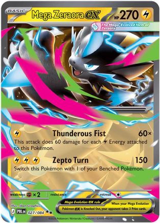 Image of Mega Zeraora ex 027/084  - Holofoil ME05 Pitch Black - Double Rare