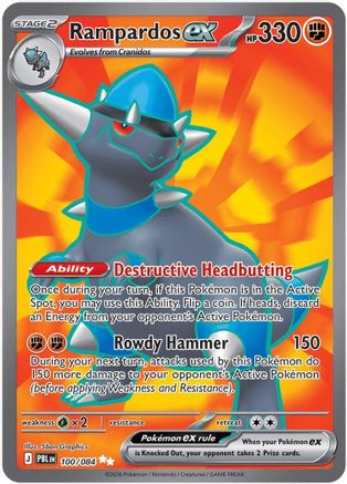 Image of Rampardos ex 100/084  - Holofoil ME05 Pitch Black - Ultra Rare