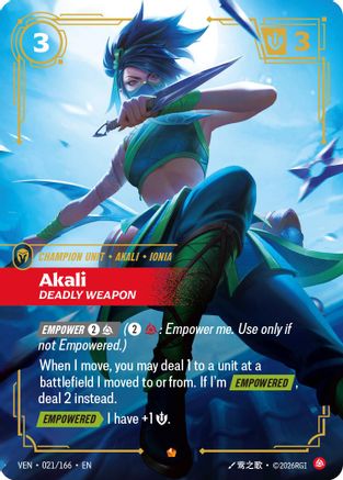 Image of Akali, Deadly Weapon (021/166) - Vendetta Foil