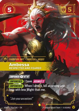Image of Ambessa, Respected and Feared (Alternate Art) (136a/166) - Vendetta Foil
