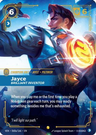 Image of Jayce, Brilliant Inventor (Alternate Art) (068a/166) - Vendetta Foil