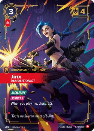 Image of Jinx, Demolitionist (Overnumbered) (168/166) - Vendetta Foil