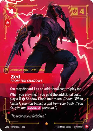 Image of Zed, From the Shadows (023/166) - Vendetta Foil