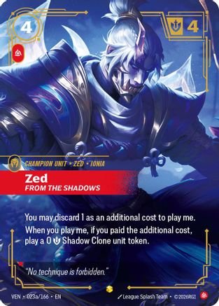 Image of Zed, From the Shadows (Alternate Art) (023a/166) - Vendetta Foil