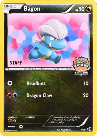 Image of Bagon (Regional Championships) [Staff] 006/20  - Holofoil League & Championship Cards - Promo