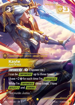 Image of Kayle, Justified (Overnumbered) (185/166) - Vendetta Foil