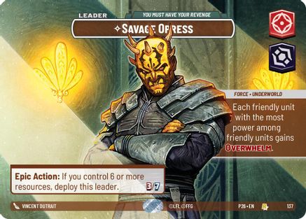 Image of Savage Opress - You Must Have Your Revenge (Prize Wall) (137) - Galactic Championship 2026