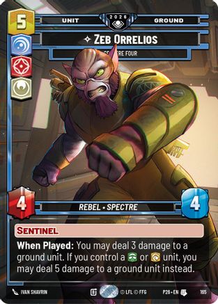 Image of Zeb Orellios - Spectre Four (165) - Galactic Championship 2026 Foil