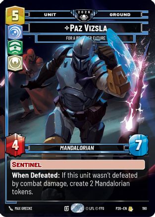 Image of Paz Vizsla - For a Brighter Future (190) - Galactic Championship 2026 Foil