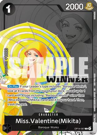 Image of Miss.Valentine(Mikita) (Winner Pack 2026 Vol. 3) (OP14-087) - One Piece Promotion Cards Foil