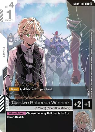 Image of Quatre Raberba Winner (Event Pack 02) (GD05-100) - Gundam Promotional Cards Holofoil