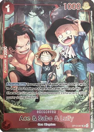 Image of Ace & Sabo & Luffy (English Version 3rd Anniversary Set) (OP13-007) - One Piece Promotion Cards Foil