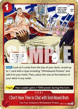 Image of I Don't Have Time to Chat with Snot-Nosed Brats (OP17-019) - The World's Strongest Warriors Foil