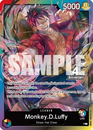 Image of Monkey.D.Luffy (4th Anniversary Leader Card) - One Piece Promotion Cards
