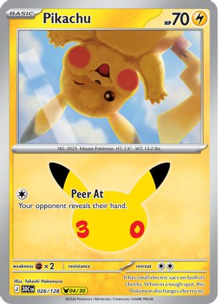 Image of Pikachu 026/128  - Holofoil ME 30th Celebration - None