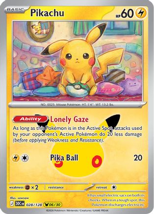 Image of Pikachu 028/128  - Holofoil ME 30th Celebration - None