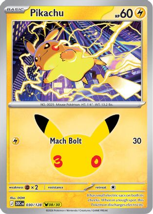 Image of Pikachu 030/128  - Holofoil ME 30th Celebration - None