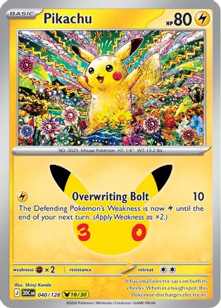 Image of Pikachu 040/128  - Holofoil ME 30th Celebration - None