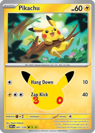 Image of Pikachu 041/128  - Holofoil ME 30th Celebration - None