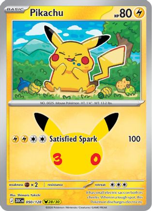 Image of Pikachu 050/128  - Holofoil ME 30th Celebration - None