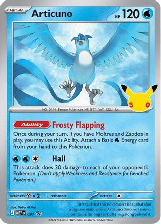 Image of Articuno (30th Celebration) 097  - Holofoil ME Mega Evolution Promo - Promo