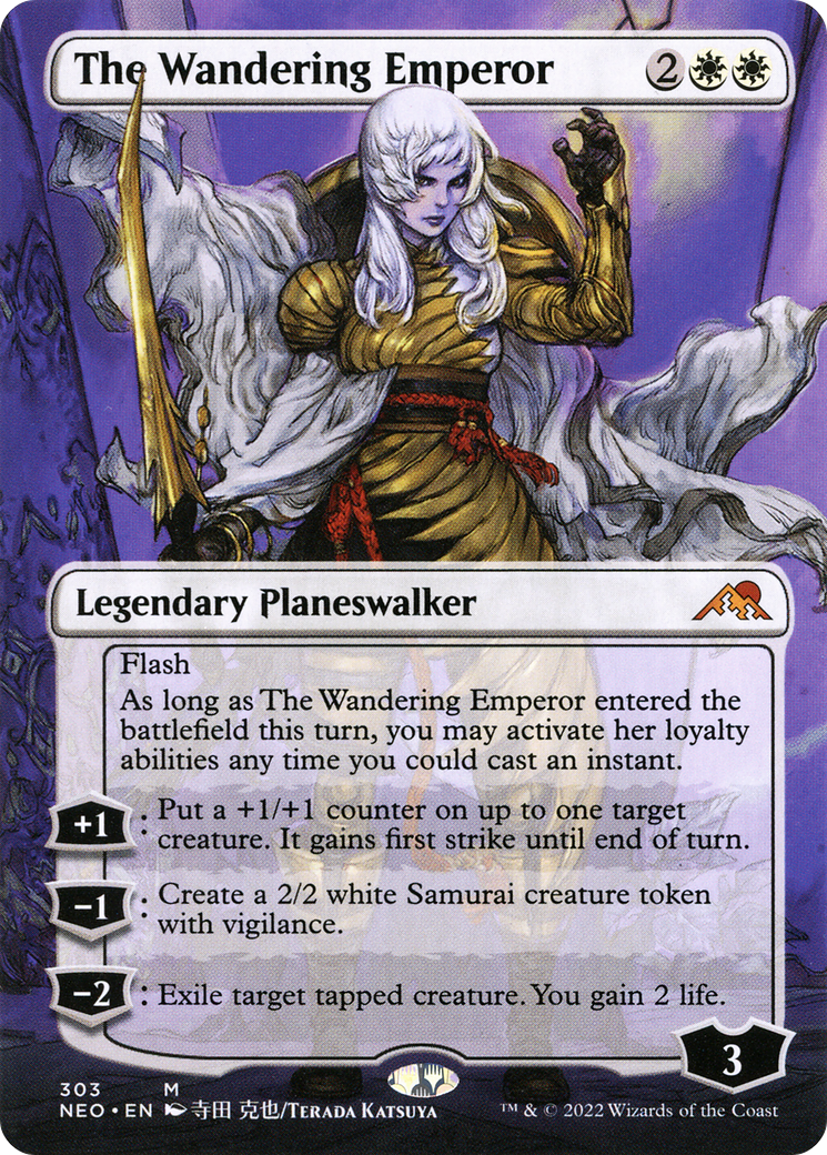 Image of The Wandering Emperor (Borderless) (NEO-303) - Kamigawa: Neon Dynasty (Borderless) Foil