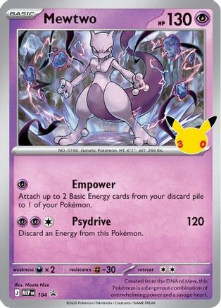 Image of Mewtwo (30th Celebration) 104  - Holofoil ME Mega Evolution Promo - Promo