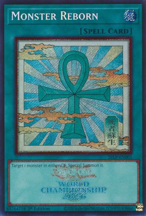 Image of Monster Reborn (Emblazoned Secret Rare) (26LP-EN001) - Limited Pack World Championship 2026 1st Edition