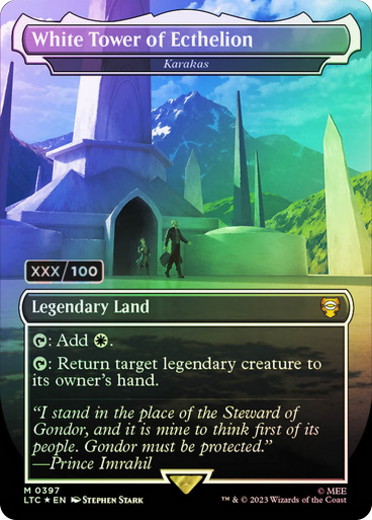Image of White Tower of Ecthelion - Karakas (Serial Numbered) (LTC-397) - Tales of Middle-earth Commander / White Tower of Ecthelion (Borderless) Foil
