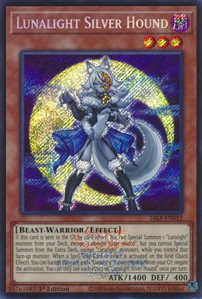 Image of Lunalight Silver Hound (Emblazoned Secret Rare) (26LP-EN012) - Limited Pack World Championship 2026 1st Edition