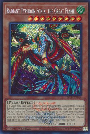 Image of Radiant Typhoon Fonix, the Great Flame (Emblazoned Secret Rare) (26LP-EN014) - Limited Pack World Championship 2026 1st Edition
