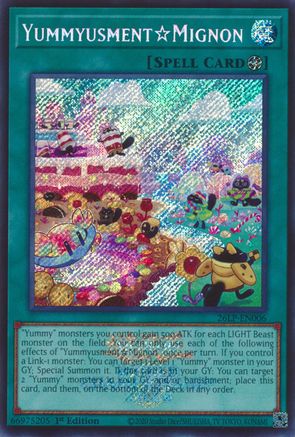 Image of YummyusmentMignon (Emblazoned Secret Rare) (26LP-EN006) - Limited Pack World Championship 2026 1st Edition