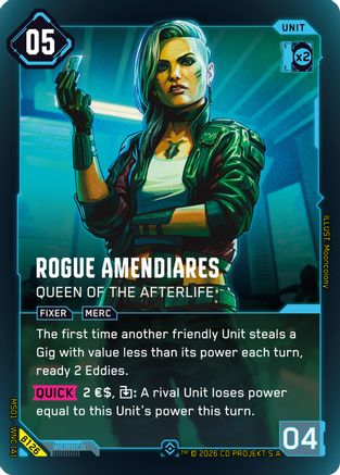 Image of Rogue Amendiares - Queen of the Afterlife (Epic) (B126) - Welcome to Night City  Beta Foil