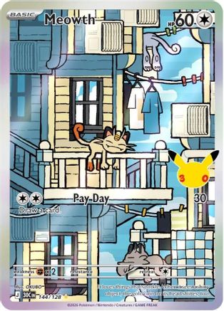 Image of Meowth 144/128  - Holofoil ME 30th Celebration - Illustration Rare