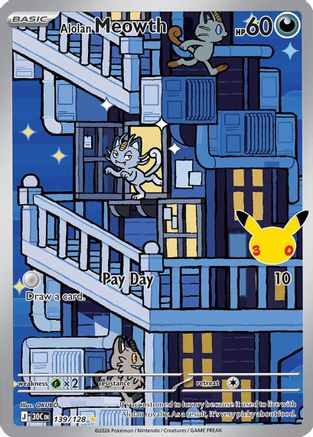 Image of Alolan Meowth 139/128  - Holofoil ME 30th Celebration - Common