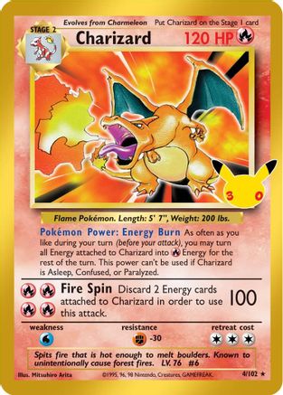 Image of Charizard 004/102  - Holofoil ME 30th Celebration Classic Collection - Classic Collection